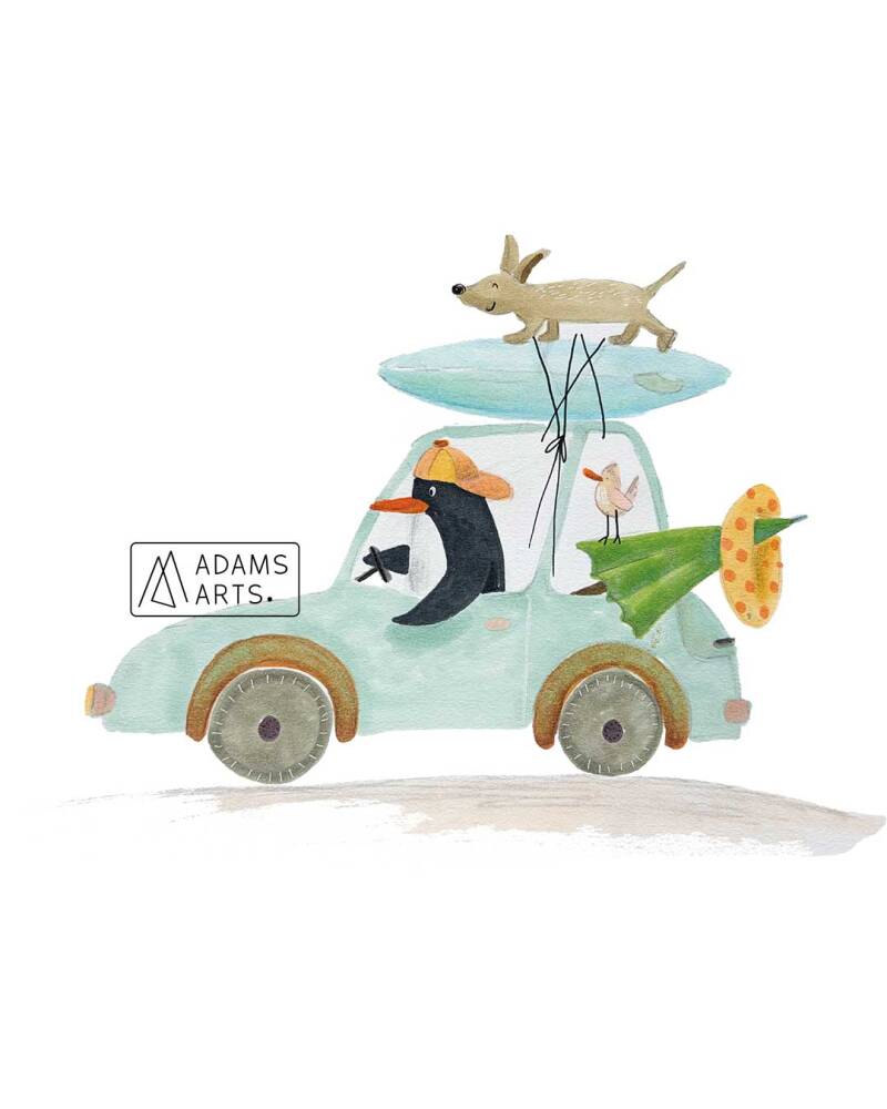 illustratie-auto-strandvakantie-pinguin-annelien-adams-arts-standard.jpg
