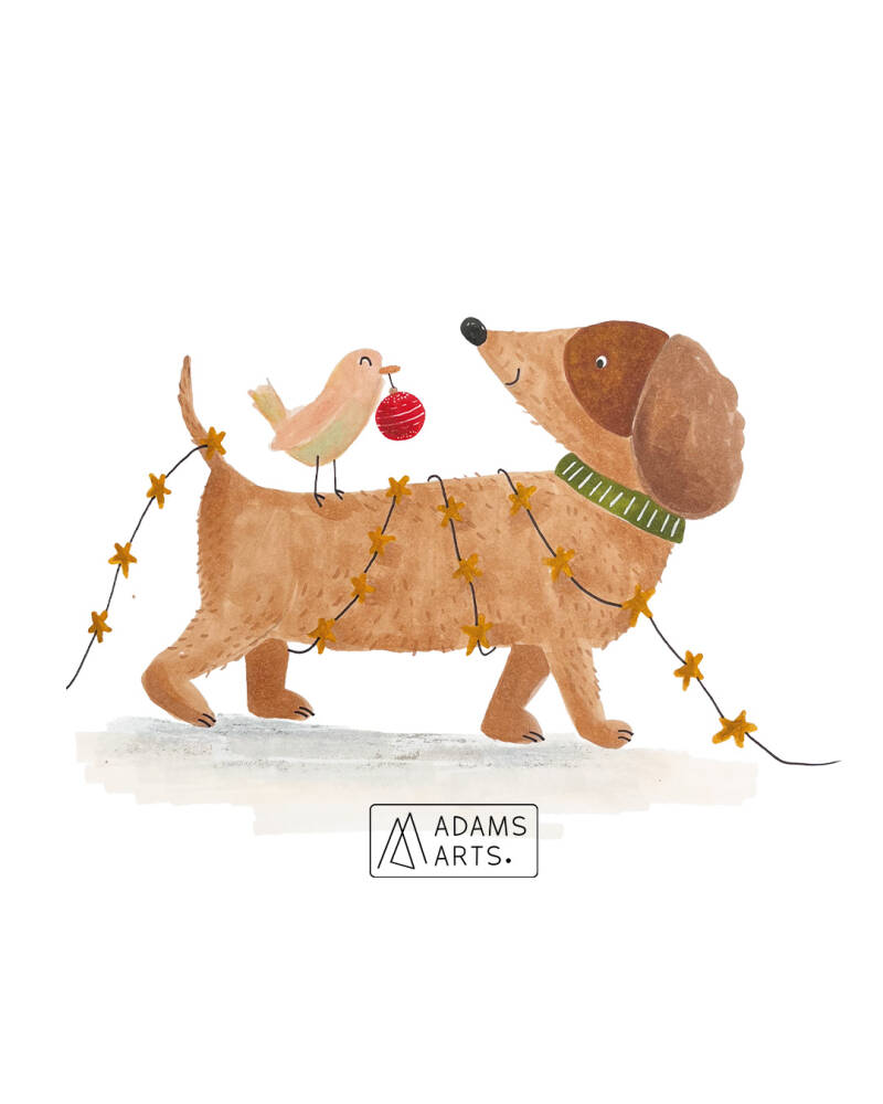 illustratie-hond-teckel-kerstmis-kerstslinger-annelien-adams-arts-standard.jpg
