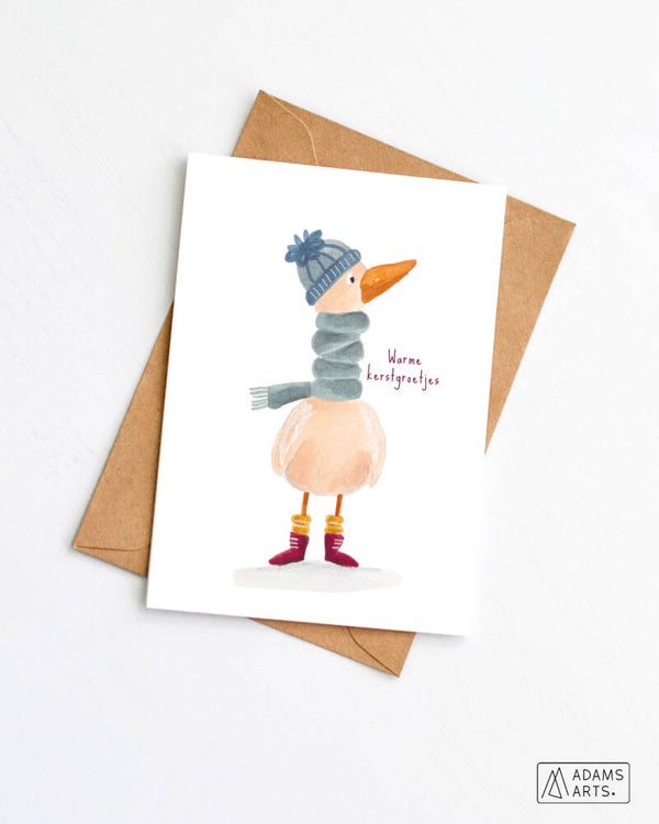 Kerstkaart // Warme kerstgroetjes - eend