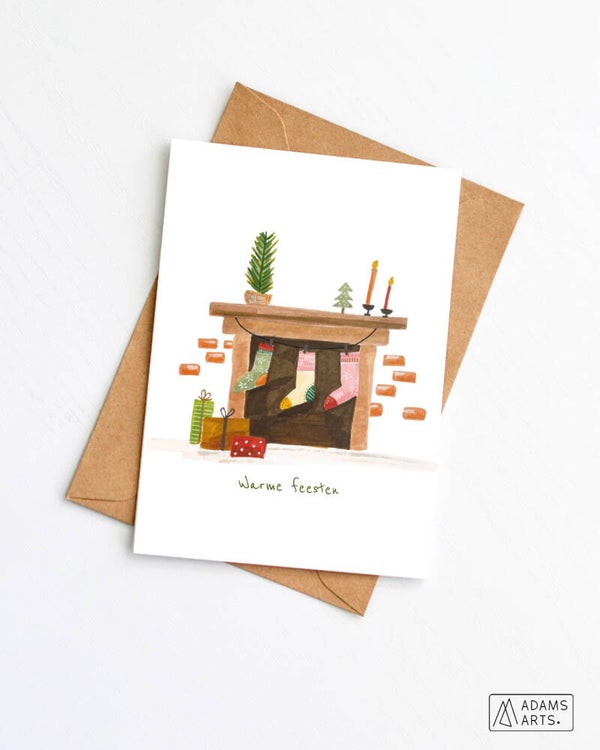 Kerstkaart // Warme feesten - haardvuur