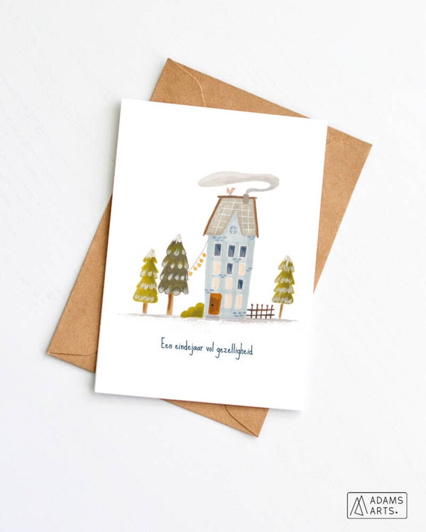Kerstkaart // Een eindejaar vol gezelligheid - huisje
