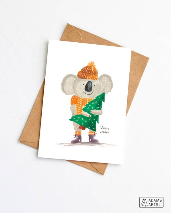 Kerstkaart // Warme wensen - koala