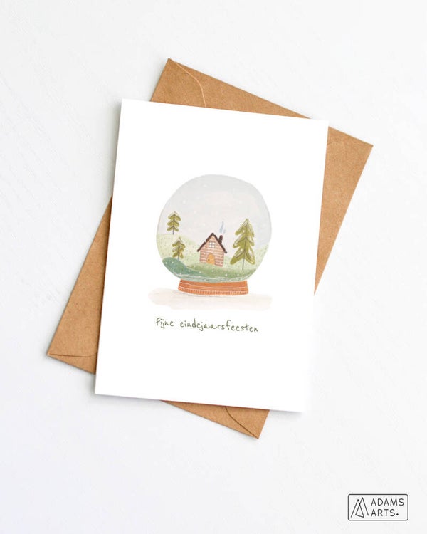 Kerstkaart // Fijne eindejaarsfeesten - sneeuwbol