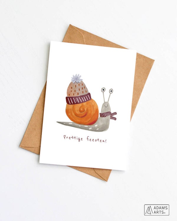 Kerstkaart // Prettige feesten - slak