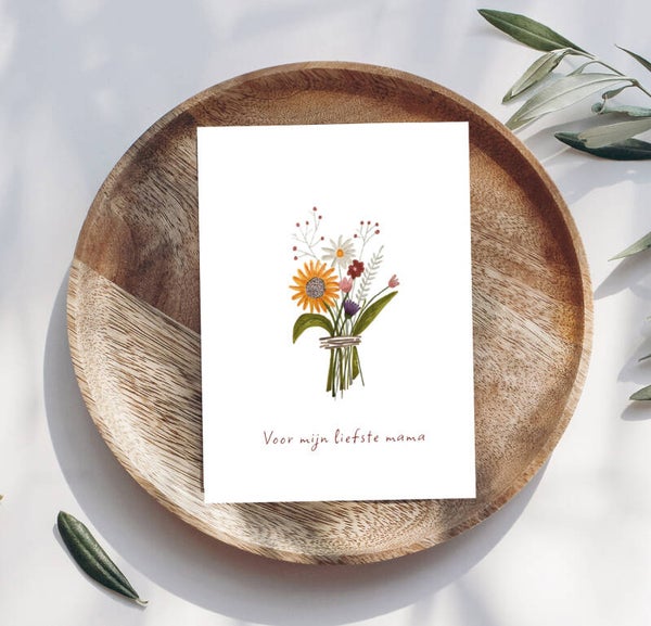 Wenskaart moederdag // Voor mijn liefste mama - bloemboeket