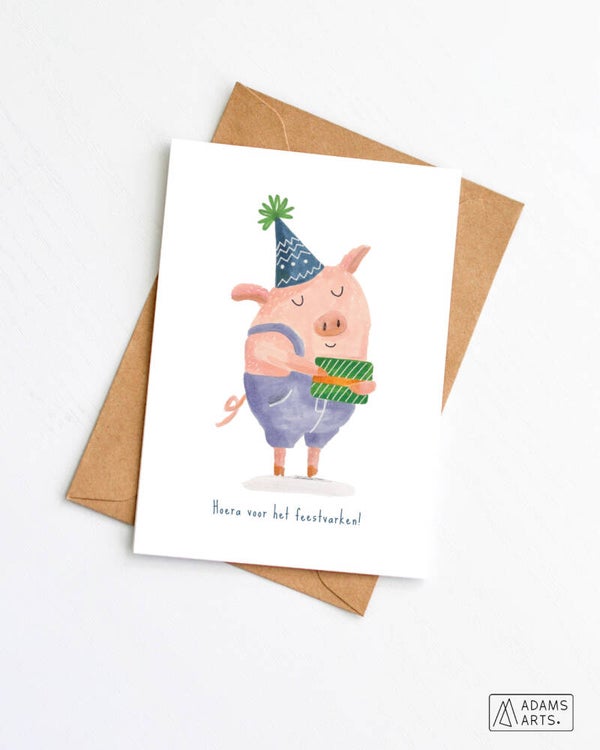Verjaardagskaart // Hoera voor het feestvarken!