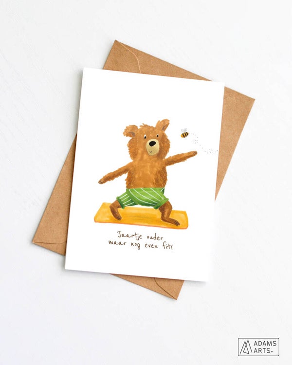Verjaardagskaart // Jaartje ouder, maar nog even fit - beer yoga