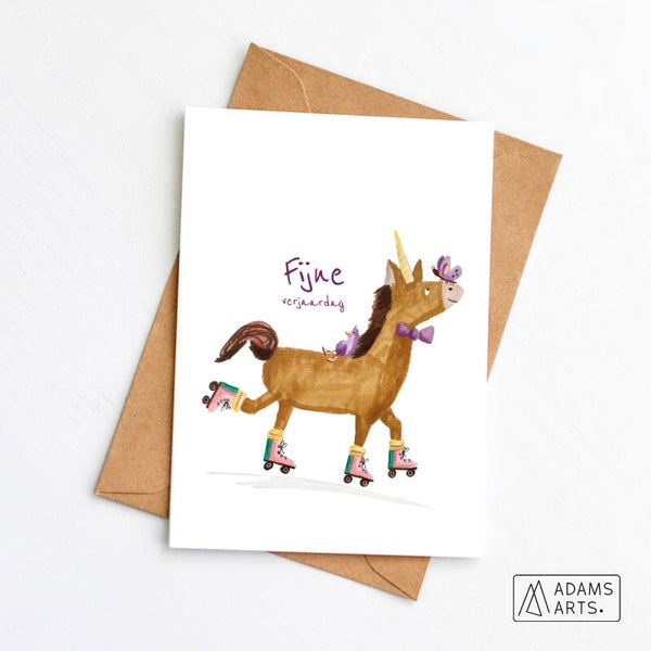 Verjaardagskaart // Fijne verjaardag - eenhoorn