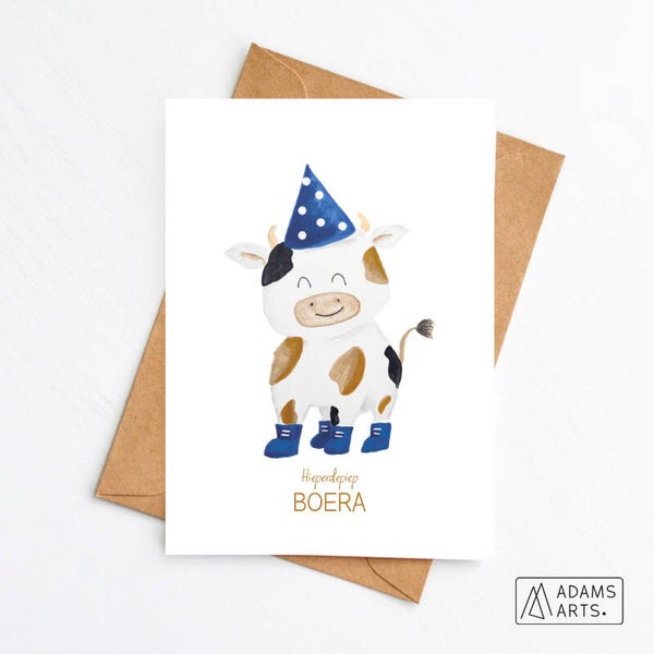 Verjaardagskaart // Hieperdepiep BOEra - koe