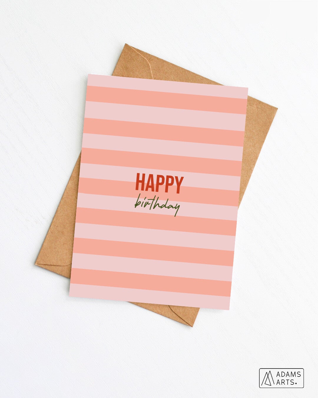 Verjaardagskaart // Happy birthday - roze strepen