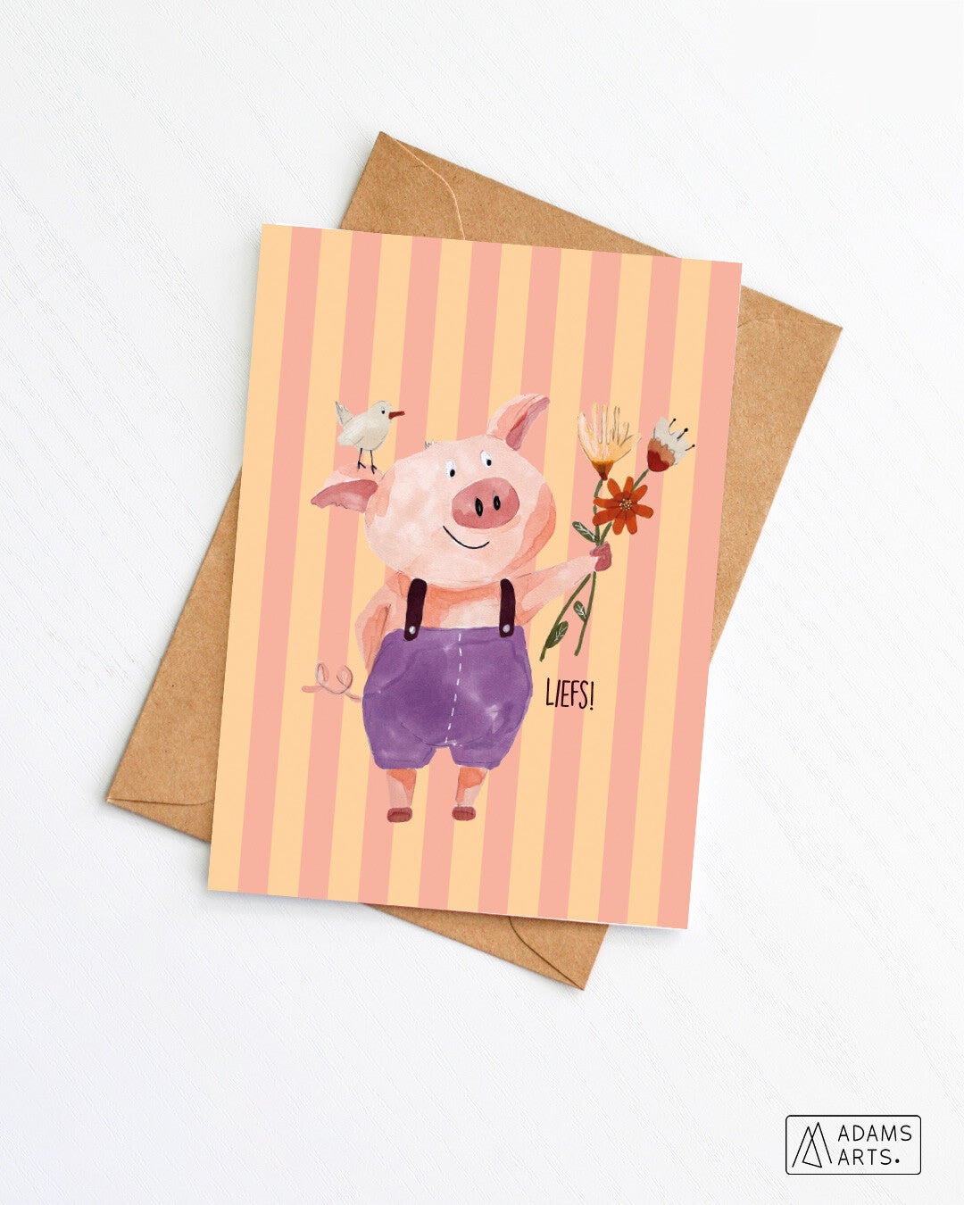 Bedankingskaart // Bedankt voor alles - varken kleur