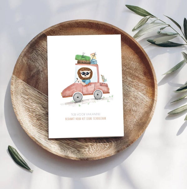 Wenskaart // Einde schooljaar - leeuw