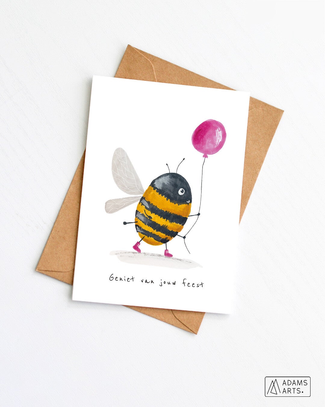 Verjaardagskaart/feestkaart/communiekaart // Geniet van jouw feest - hommel ballon