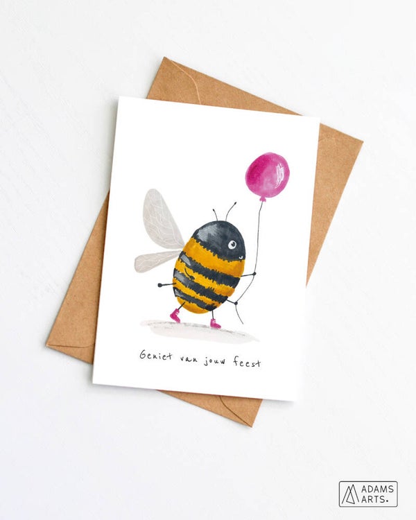 Verjaardagskaart/feestkaart/communiekaart // Geniet van jouw feest - hommel ballon