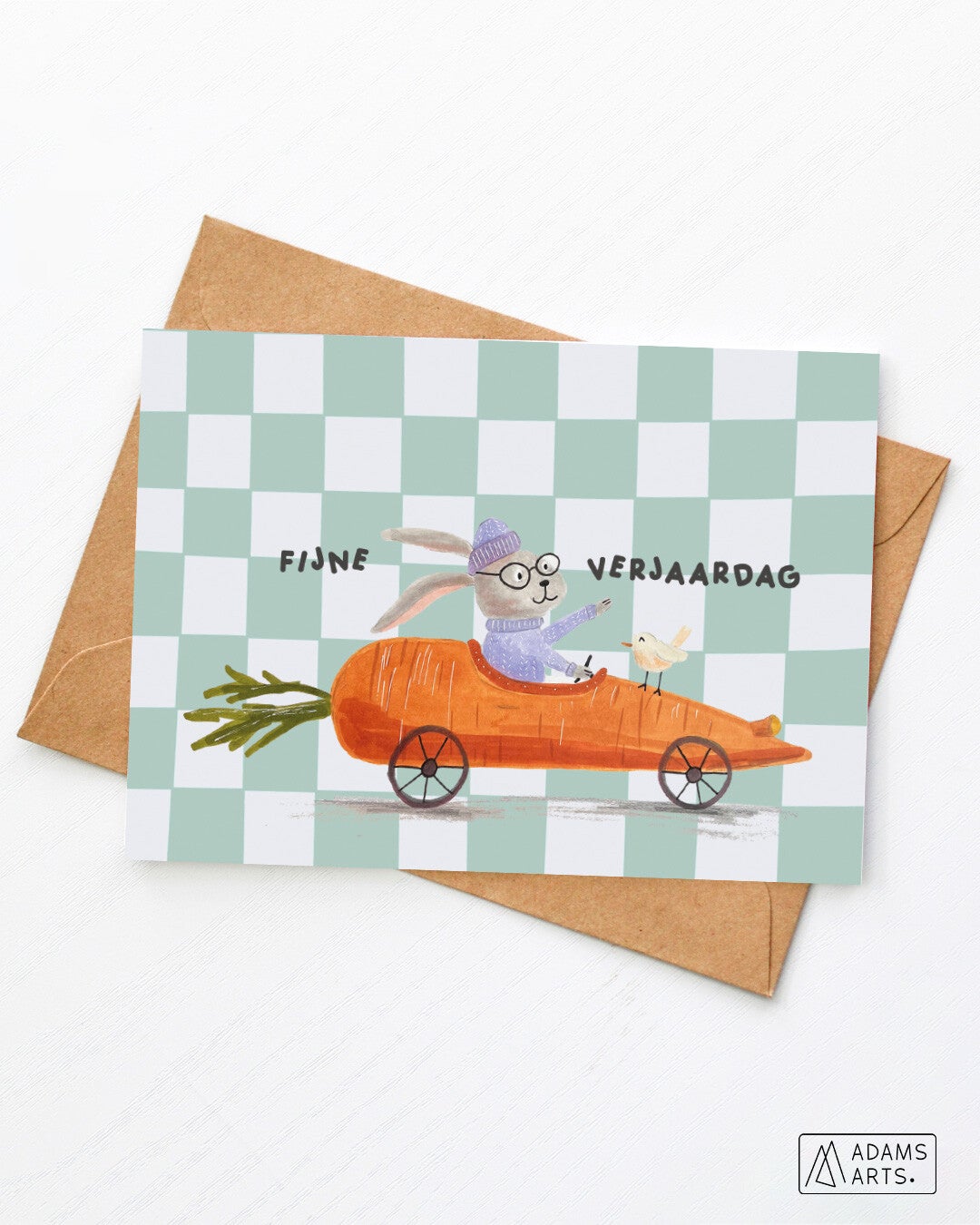 Verjaardagskaart // Fijne verjaardag - konijn in wortel