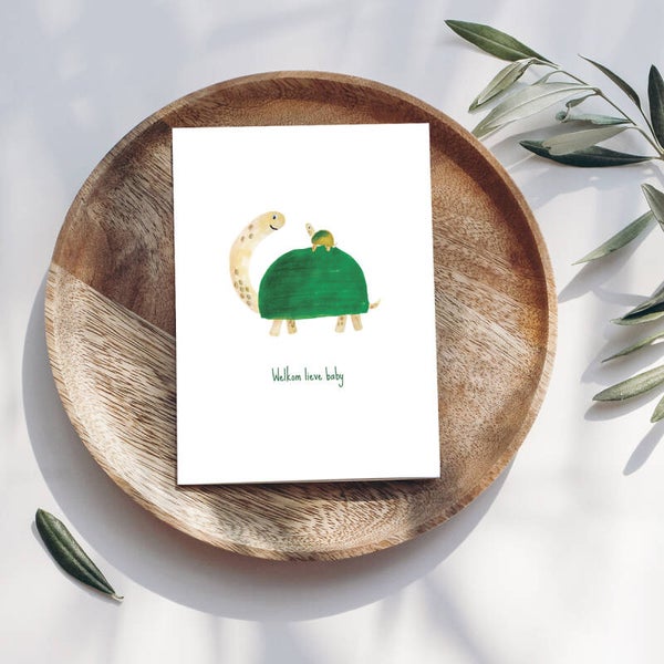 Geboortekaart // Mama & baby schildpad