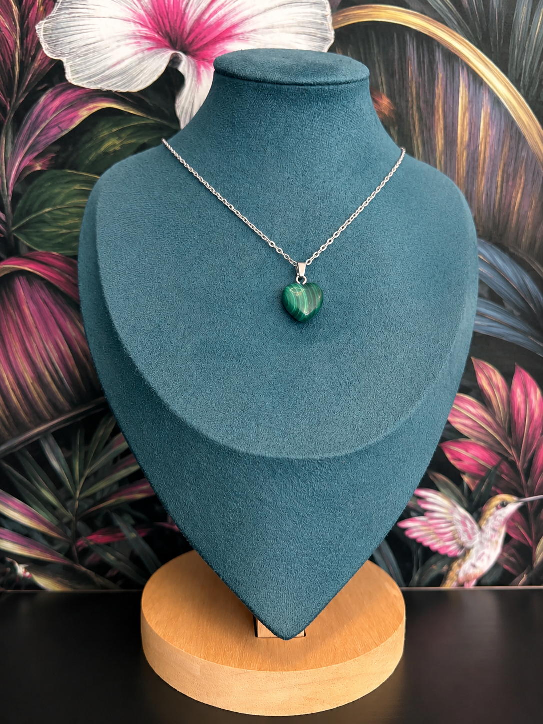 Collier malachite cœur