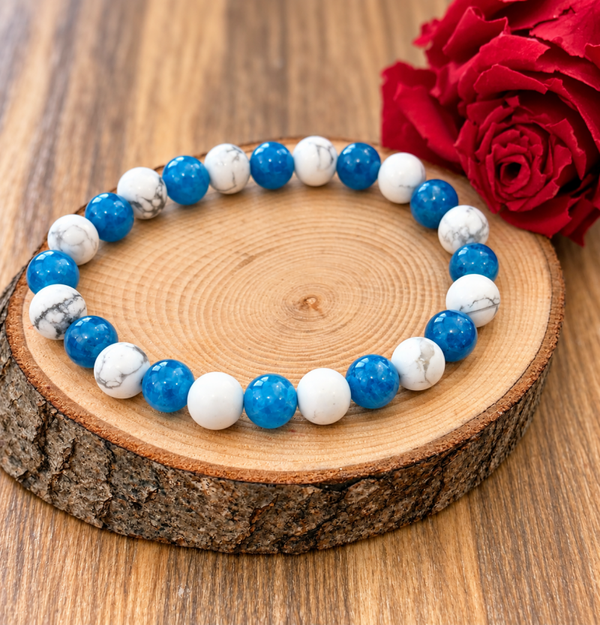 Bracelet Perte de poids Howlite & Apatite – Perles 8 mm