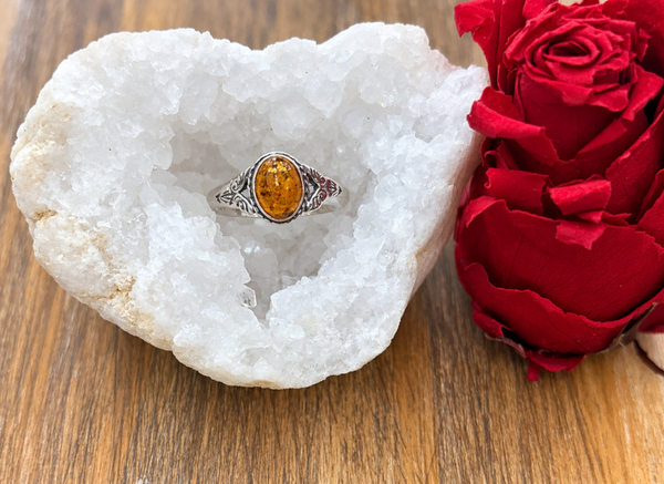 Bague Ambre & Argent 925 – Taille 60