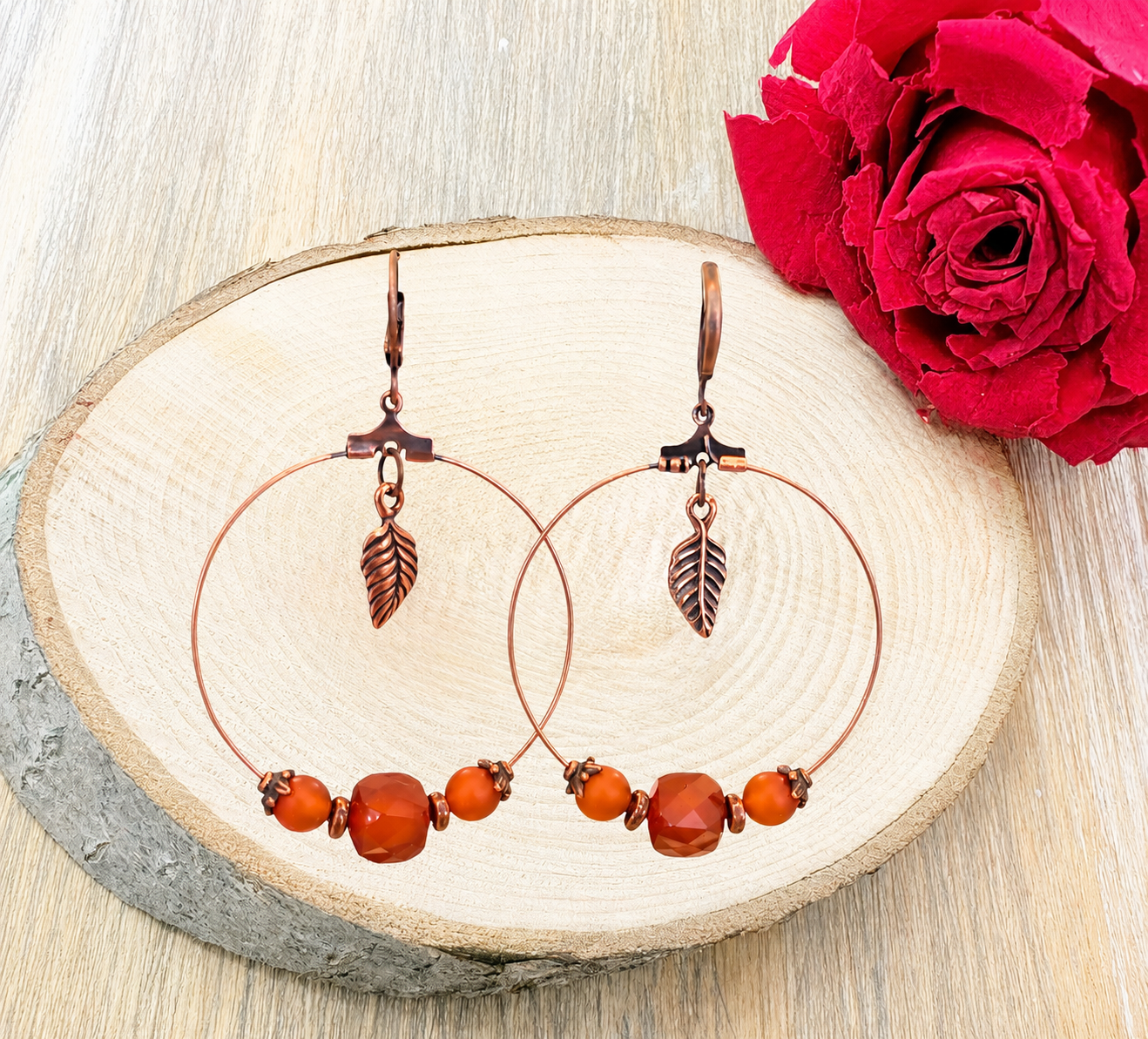 Boucles d’oreilles en métal & Cornaline