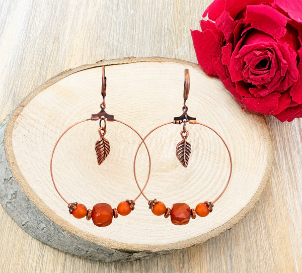 Boucles d’oreilles en métal & Cornaline
