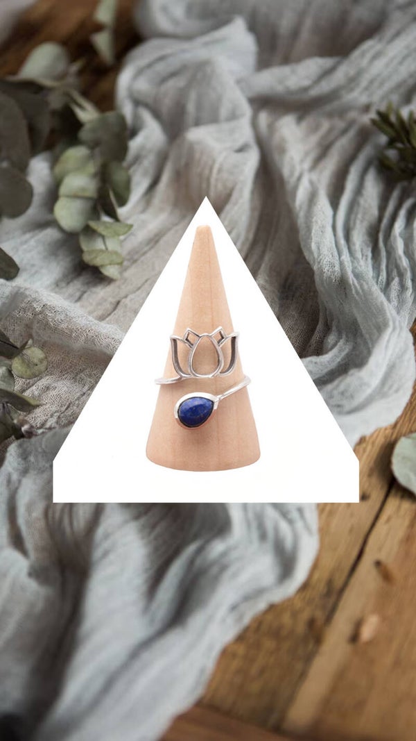 BAGUE ARGENT réglable Lapis Lazulis