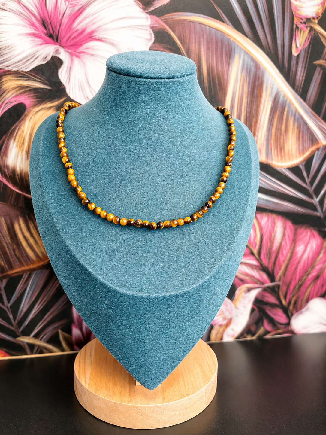 Collier Œil de Tigre – Perles 4 mm – 55 cm