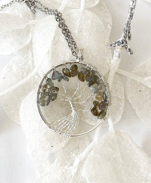 Pendentif arbre de vie Labradorite