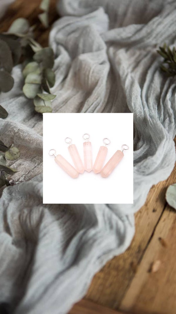Quartz rose PENDENTIF POINTE 30 À 35MM