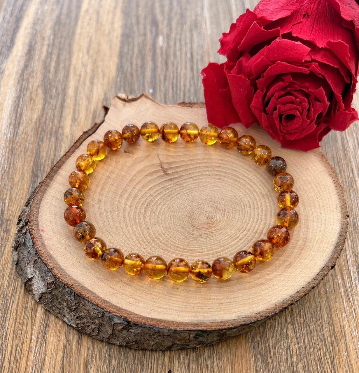 Bracelet Ambre – Perles 6 mm