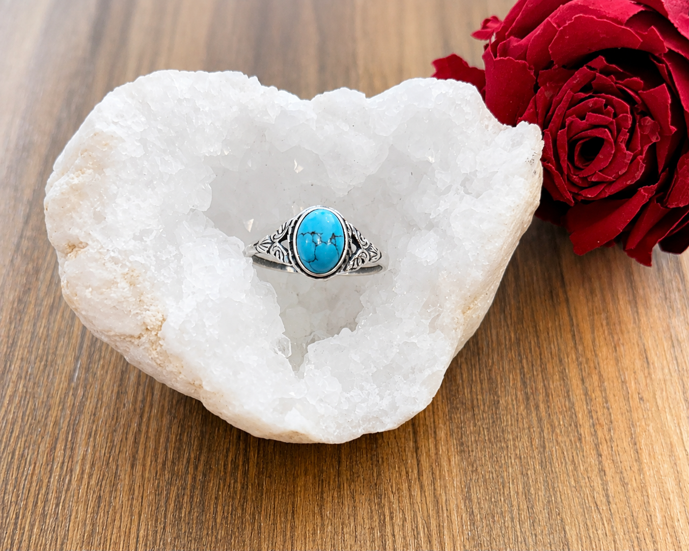 Bague en Argent 925 & Turquoise – Taille 58