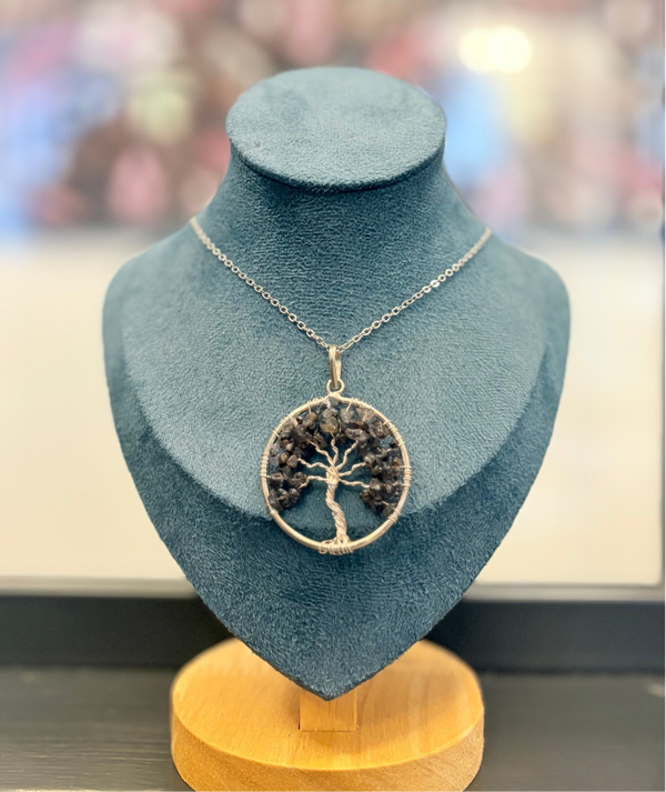 Pendentif arbre de vie Cordiérite