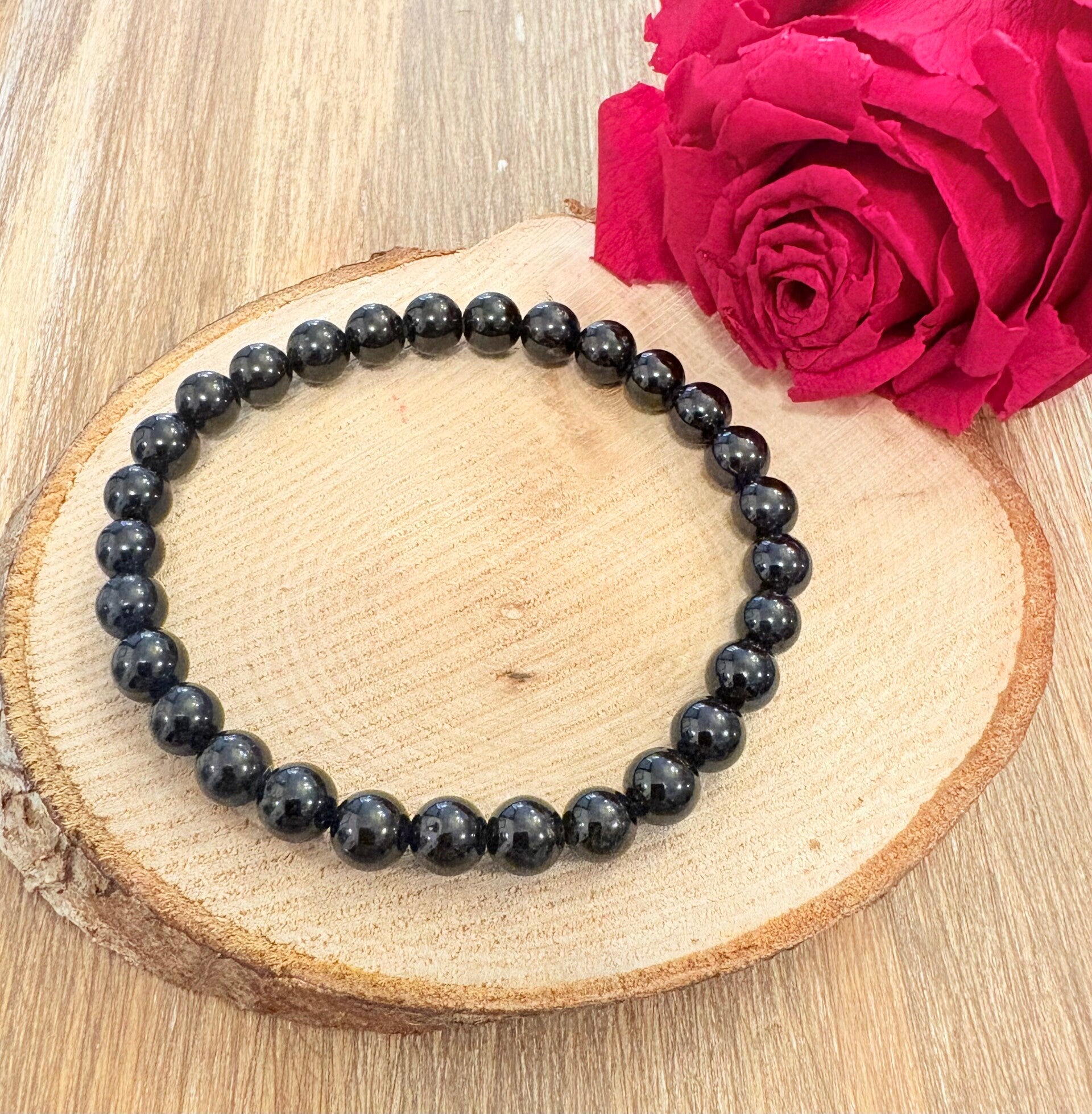 Bracelet en Onyx noir – Boules 6 mm