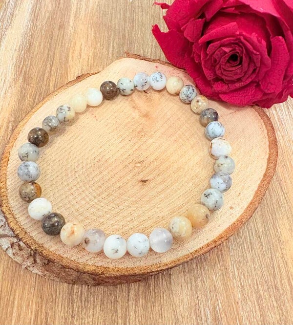Bracelet en Opale Dendrite – 6 mm