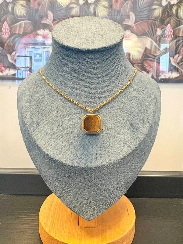 Collier Œil de Tigre & Acier Inoxydable