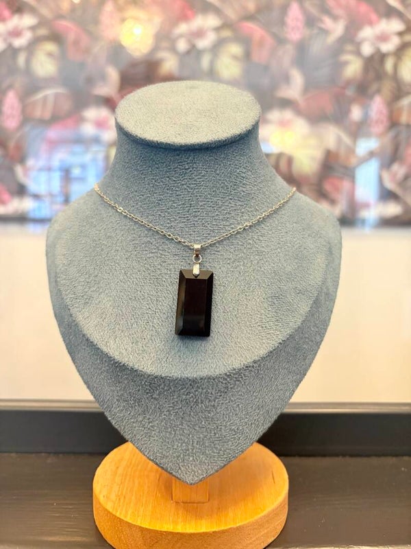 Collier en Acier Inoxydable & Obsidienne Noire – Protection • Ancrage • Purification