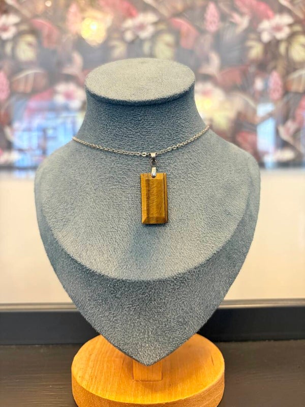 Collier en Acier Inoxydable & Œil du Tigre – Protection • Confiance • Courage