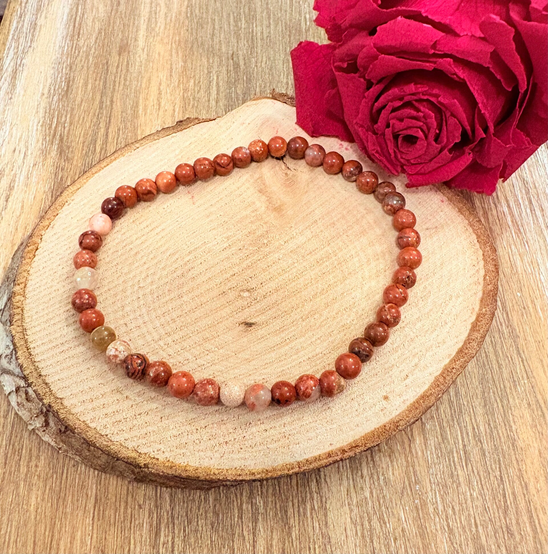 Bracelet Jaspe Rouge – Perles 4 mm
