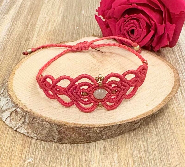 Bracelet en macramé – Labradorite (réglable)