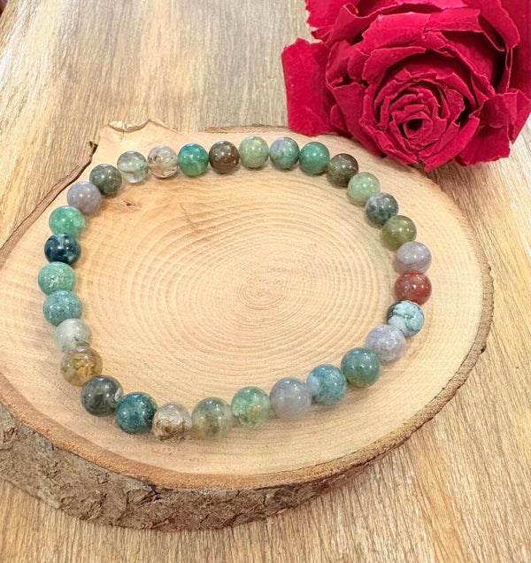 Bracelet 6mm Agate mousse multicolore