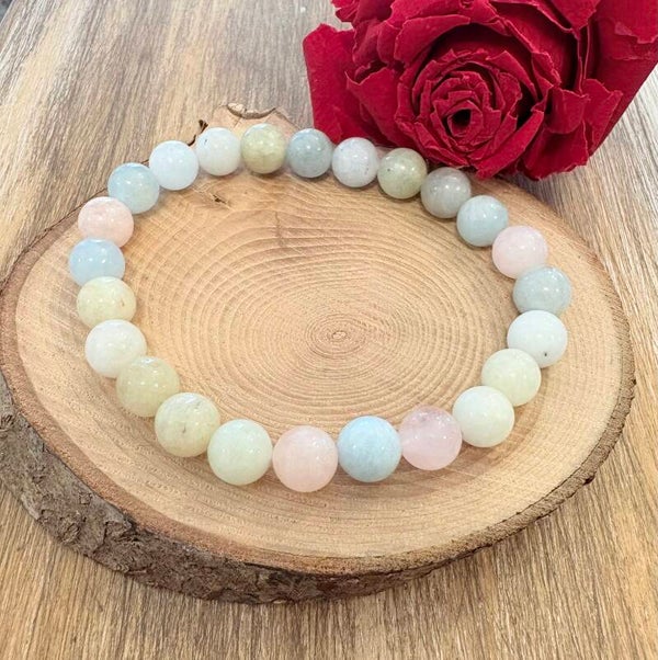 Bracelet Morganite – Perles 8 mm