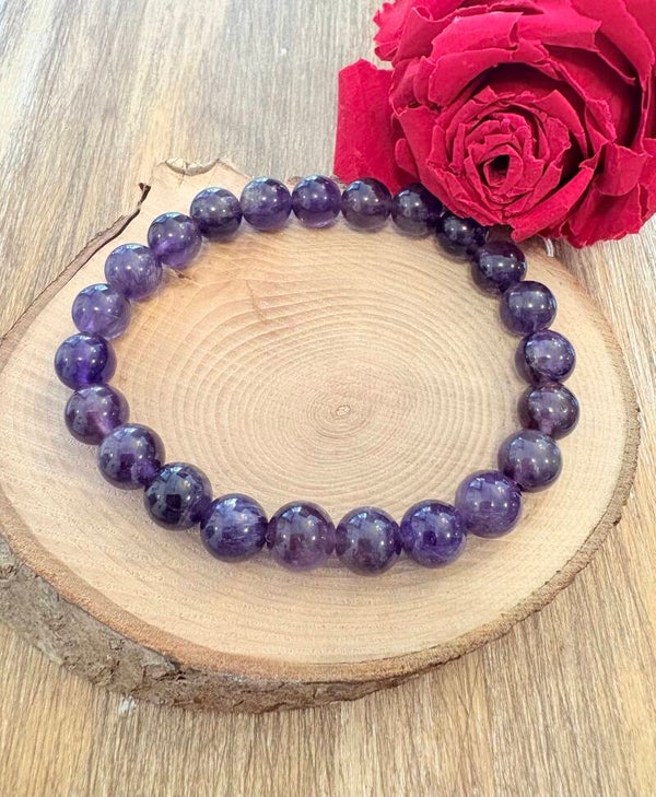 Bracelet Améthyste – Perles 8 mm