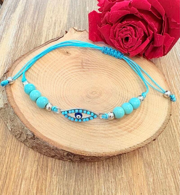 Bracelet réglable œil de Nazar allongé