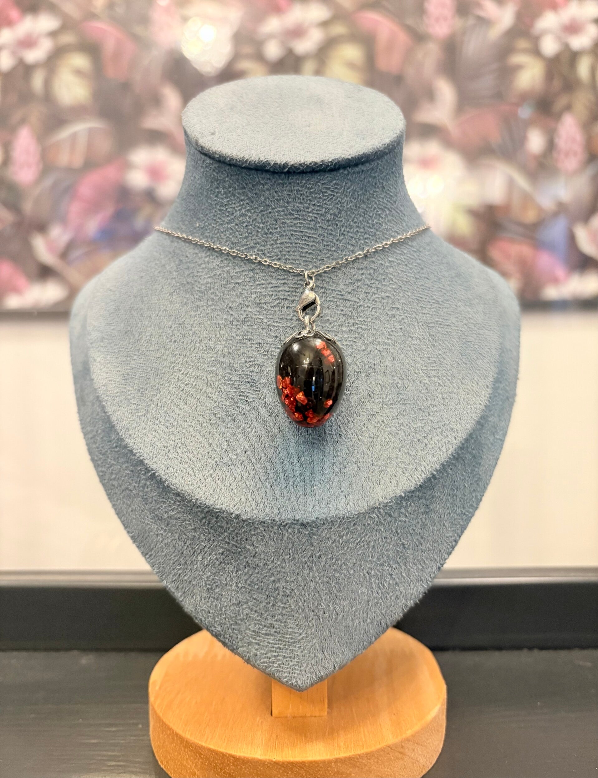 ✨ Collier Pendule Arbre de Vie – Obsidienne & Argent ✨