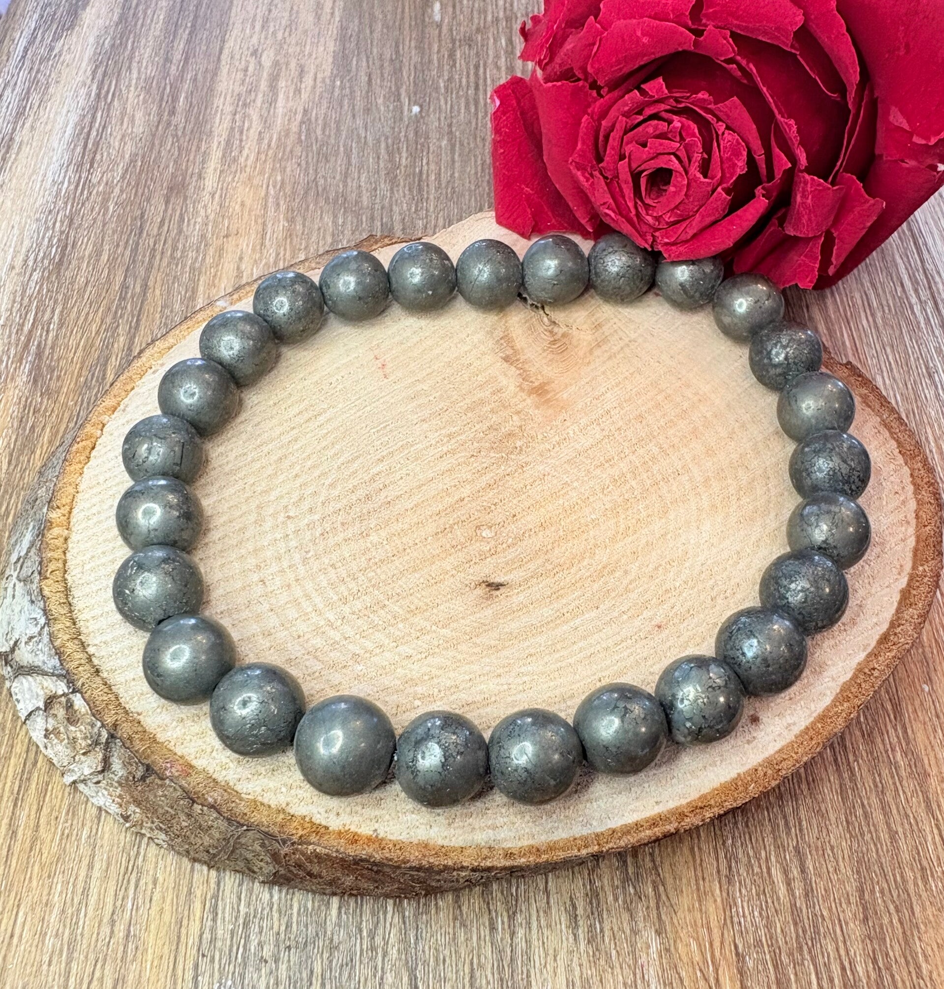 Bracelet en Pyrite – Perles 8 mm