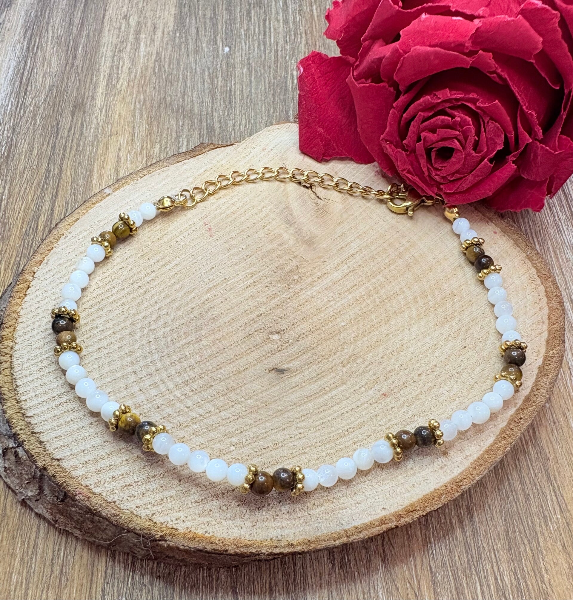 Bracelet Protection & Douceur – Œil de Tigre & Nacre