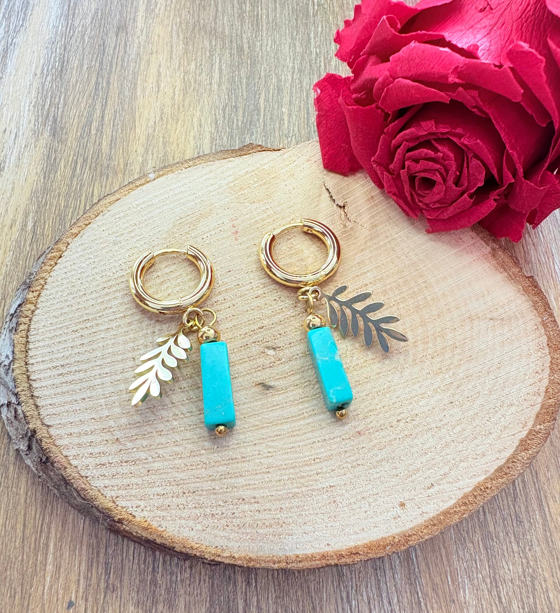 Boucles d’oreilles Amazonite – Acier inoxydable