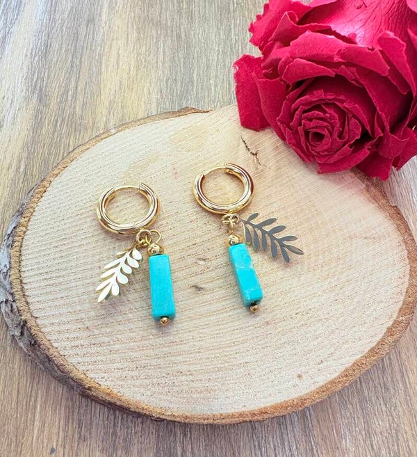 Boucles d’oreilles Amazonite – Acier inoxydable