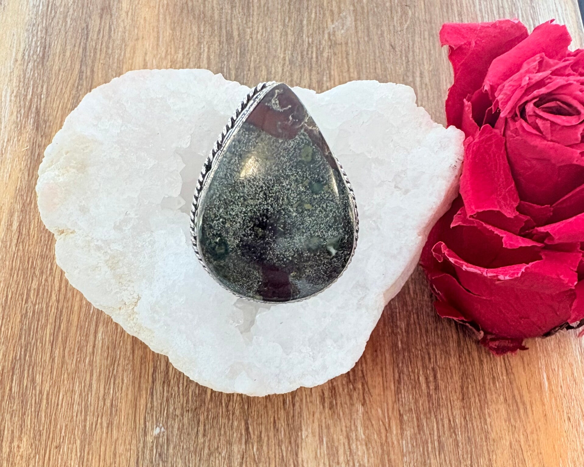 Bague Jaspe Dragon – Argent 925 (Taille 57)