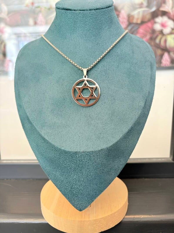 Collier en acier inoxydable – Étoile de David (Sceau de Salomon)